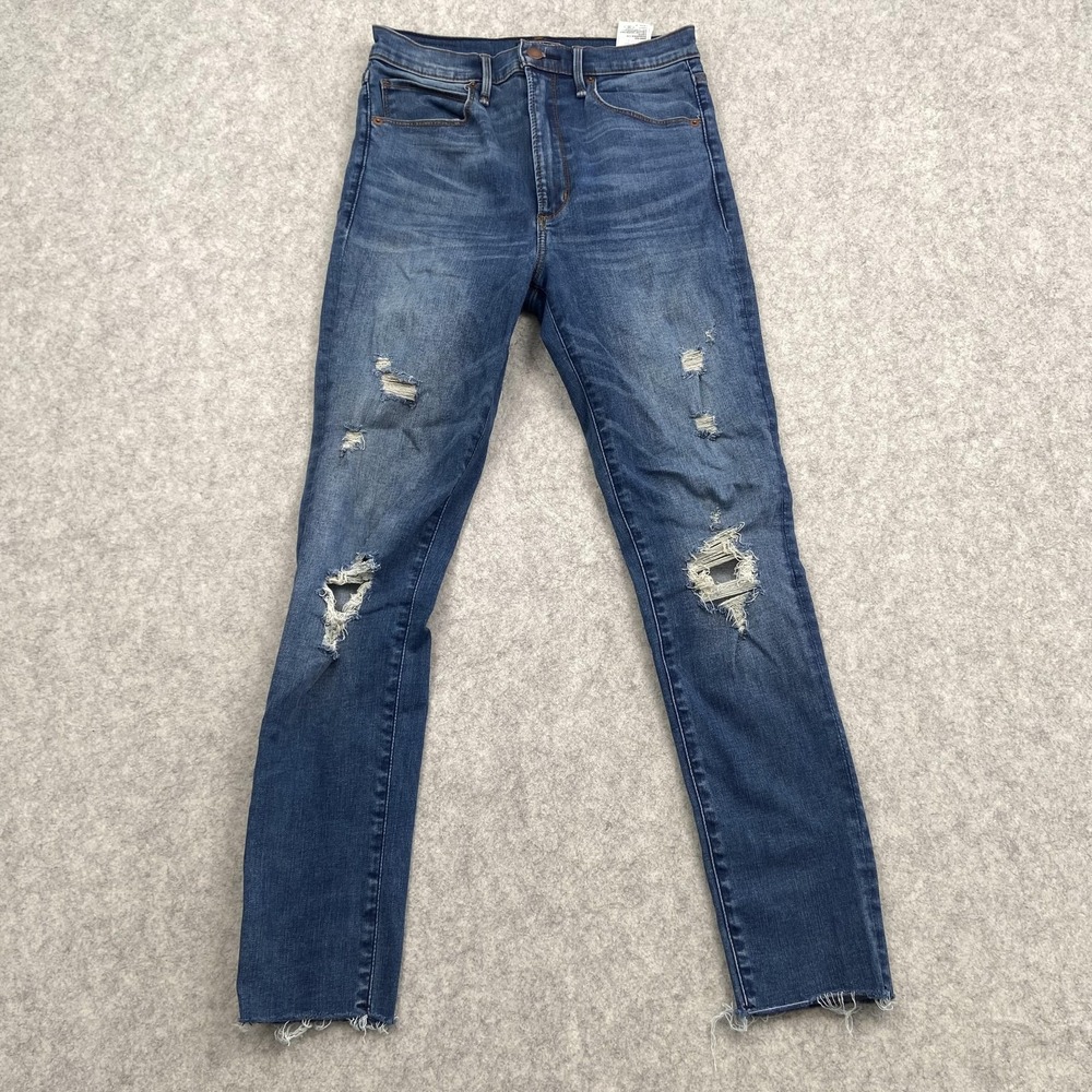 Abercrombie & Fitch High Rise Skinny Jeans Womens 4 (26x25) Blue Distressed